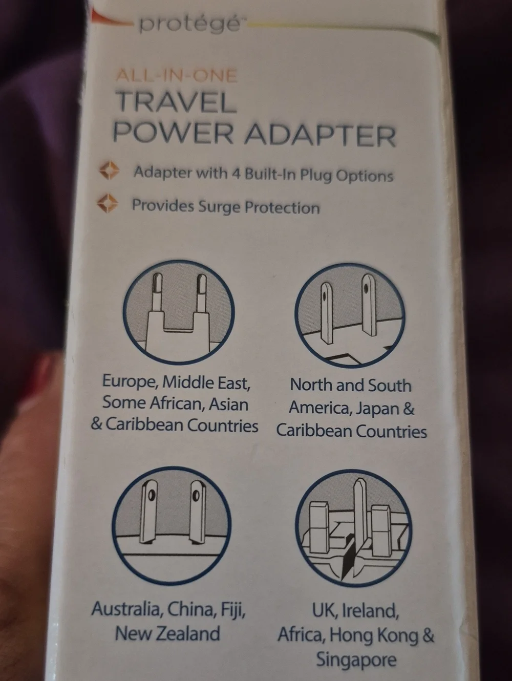 White All-in-One Travel Power Adapter with Surge Protection